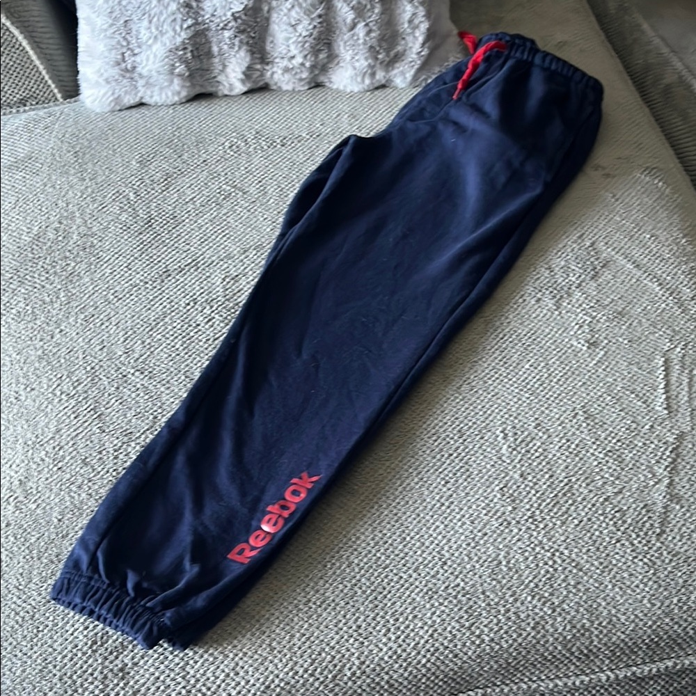 Reebok Blue and Red Joggers Elastic Cuff